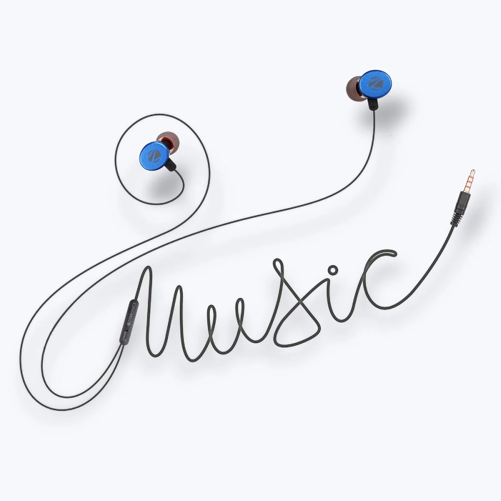 Zebronics Wired Earphone With Mic Blue (Bloom) view 2